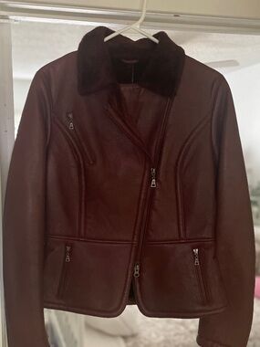 Danier Brown Leather Studded Moto Jacket - Sz XS
